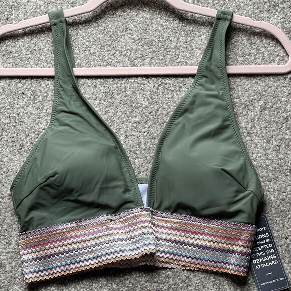 NWT Blooming Jelly V Neck High Waist Bikini Swimsuit Size Medium Sage Green - Picture 2 of 11